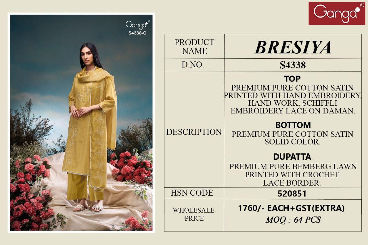 Bresiya 4338 Ganga Cotton Satin Salwar Suits Wholesale Price