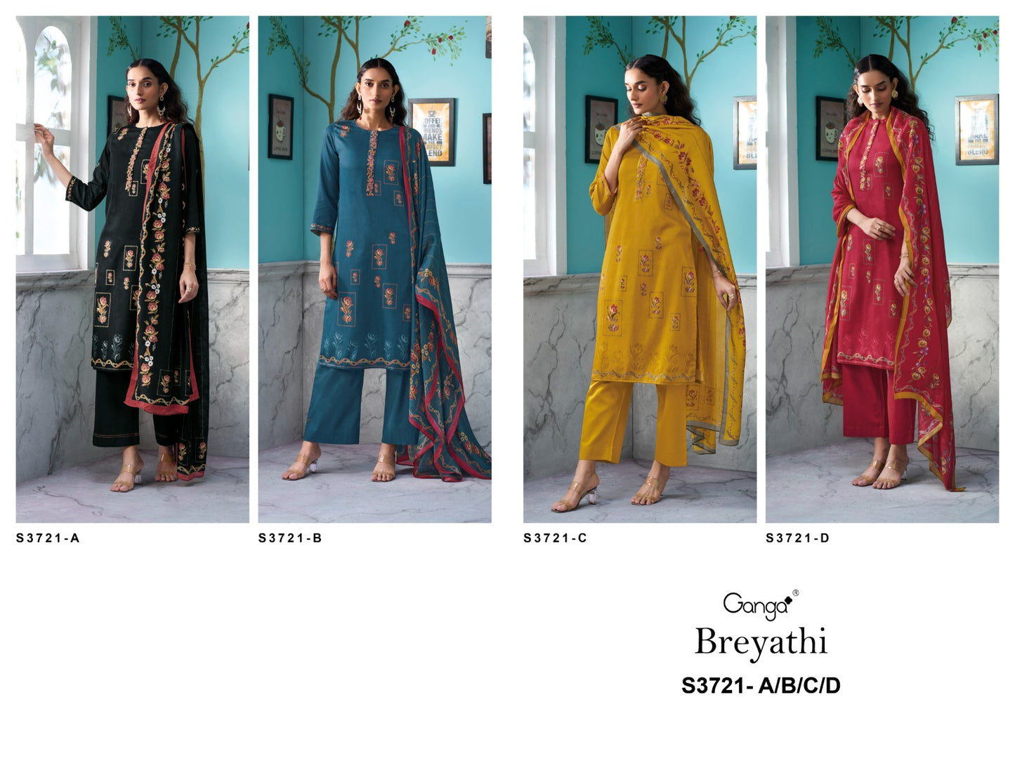 Breyathi 3721 Ganga Premium Cotton Plazzo Style Suits Manufacturer Ahmedabad