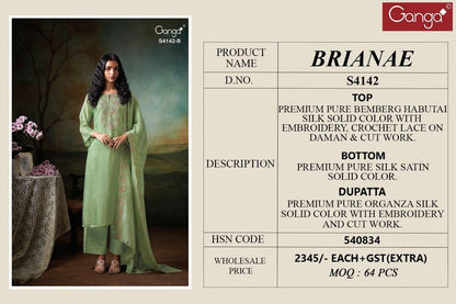 Brianae 4142 Ganga Pure Bemberg Salwar Suits Exporter India