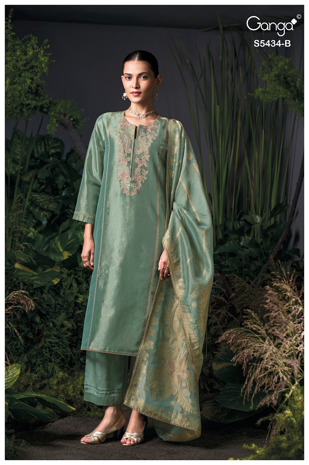 Brielith S5434 Ganga Bemberg Silk Plazzo Style Suits Manufacturer Ahmedabad