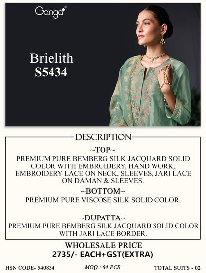 Brielith S5434 Ganga Bemberg Silk Plazzo Style Suits Manufacturer Ahmedabad
