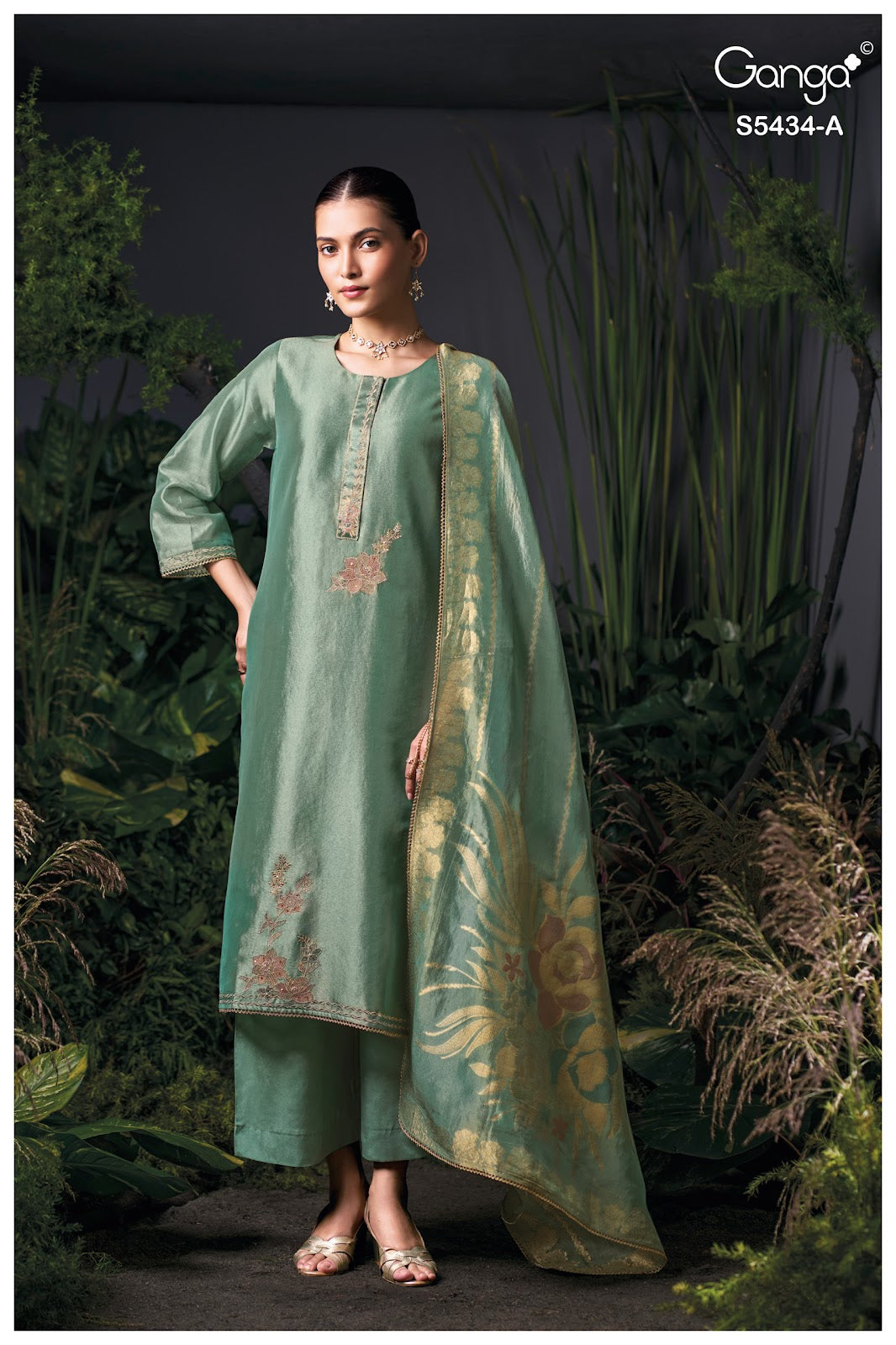 Brielith S5434 Ganga Bemberg Silk Plazzo Style Suits Manufacturer Ahmedabad