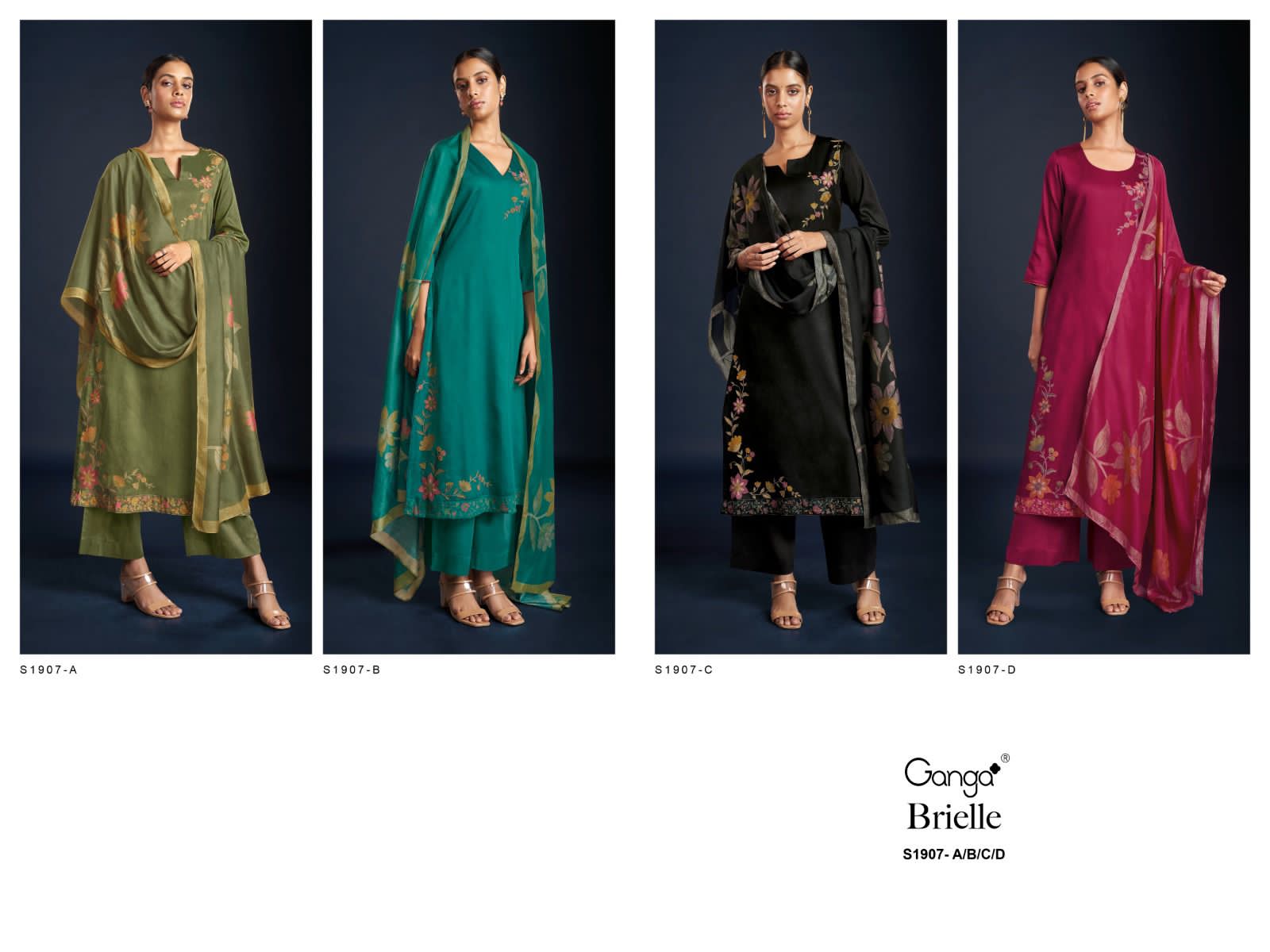 Brielle 1907 Ganga Cotton Silk Plazzo Style Suits Wholesaler India