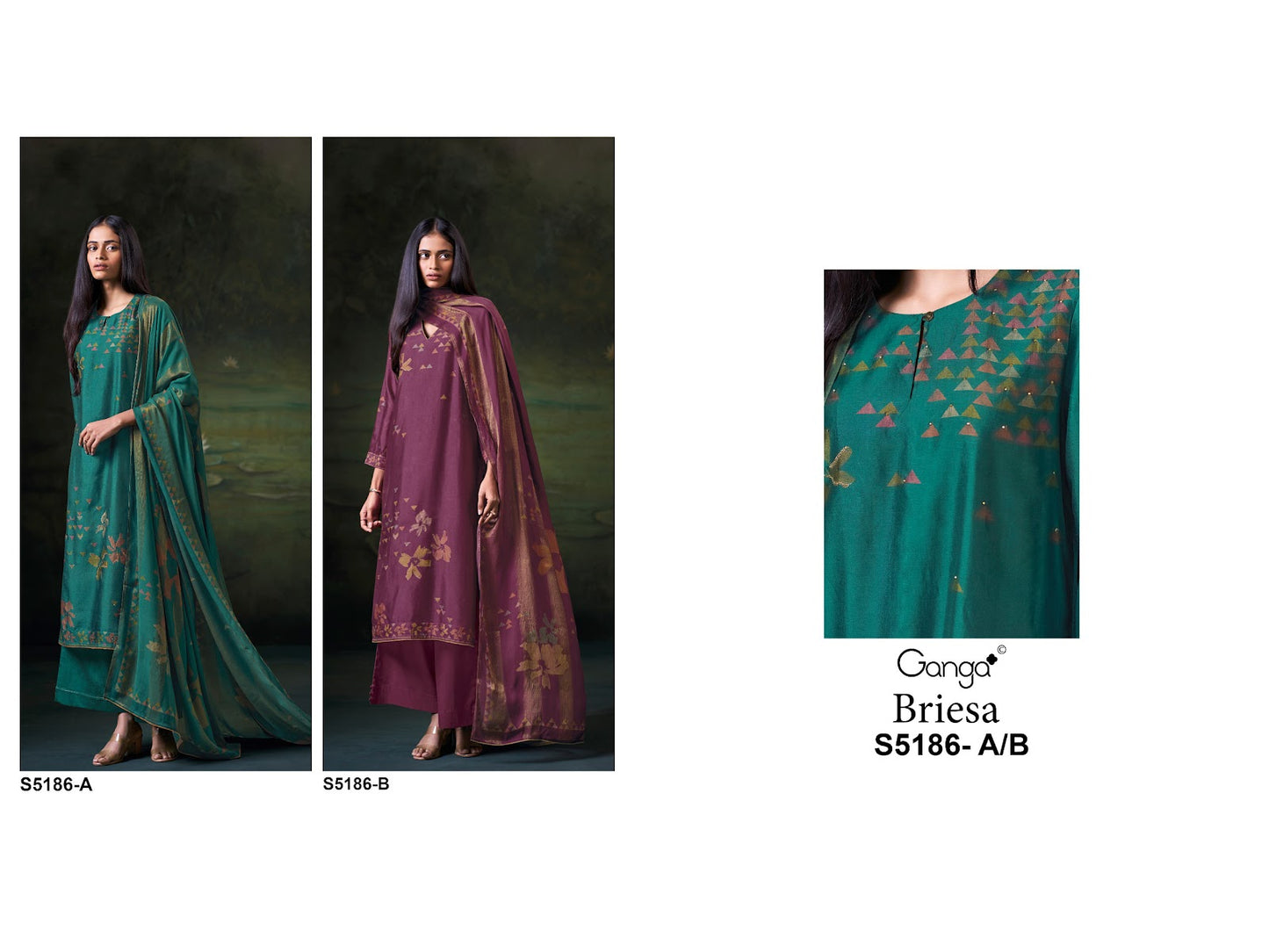 Briesa S5186 Ganga Russian Silk Plazzo Style Suits Supplier Ahmedabad