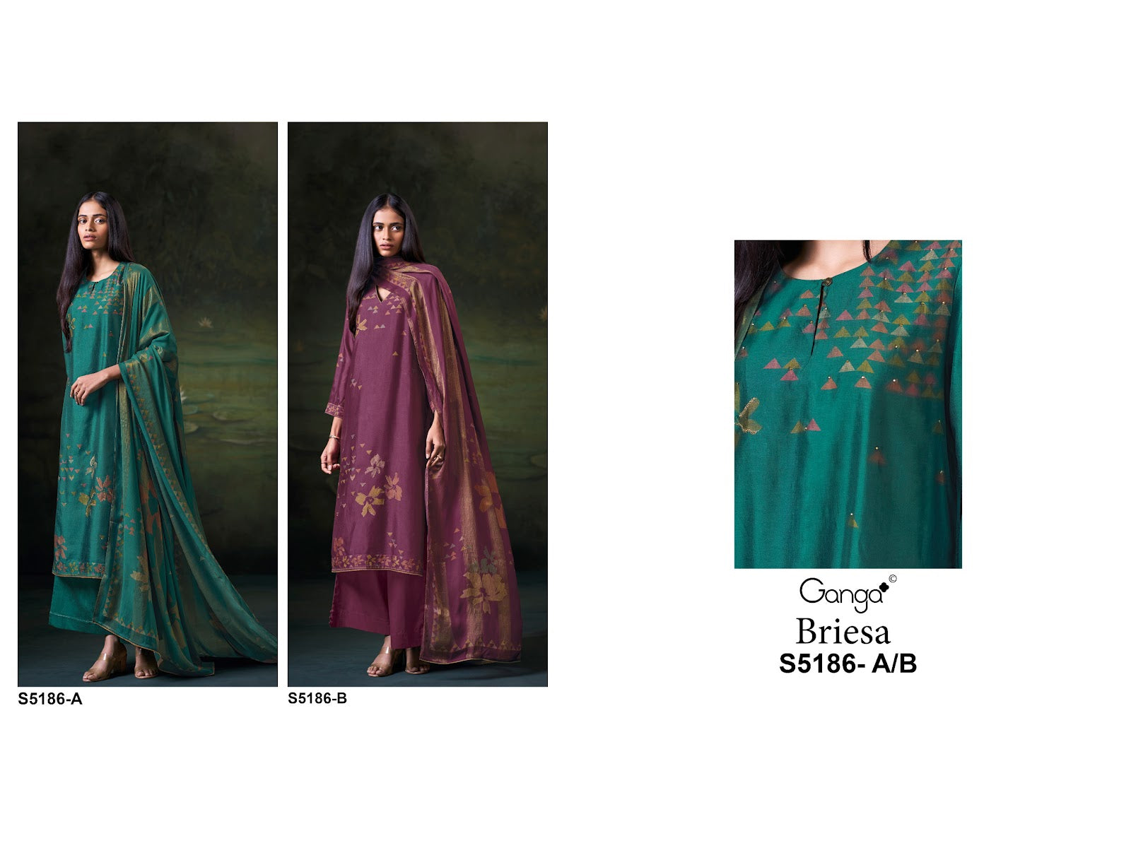 Briesa S5186 Ganga Russian Silk Plazzo Style Suits Supplier Ahmedabad