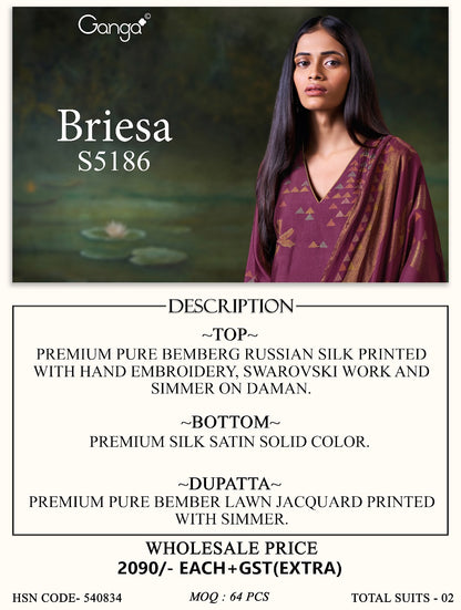 Briesa S5186 Ganga Russian Silk Plazzo Style Suits Supplier Ahmedabad