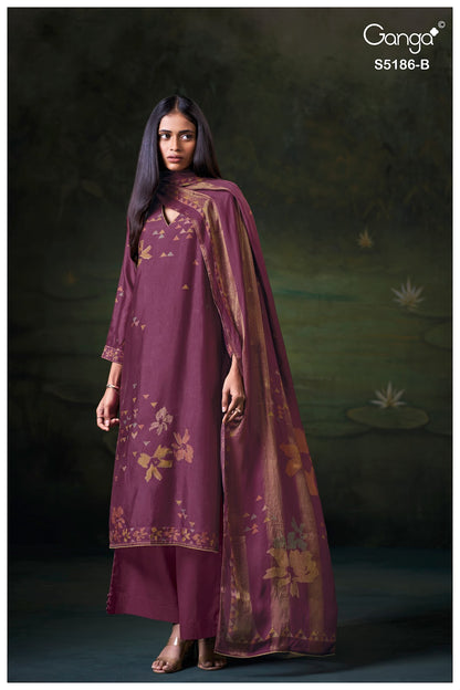 Briesa S5186 Ganga Russian Silk Plazzo Style Suits Supplier Ahmedabad