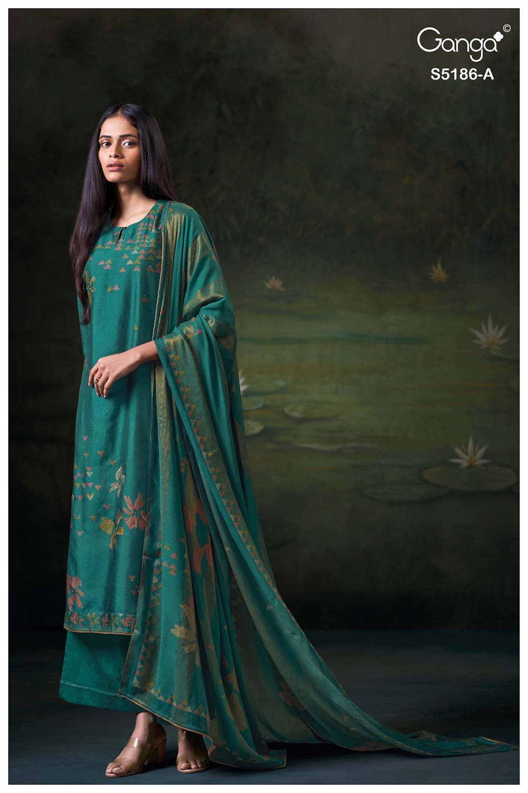 Briesa S5186 Ganga Russian Silk Plazzo Style Suits Supplier Ahmedabad