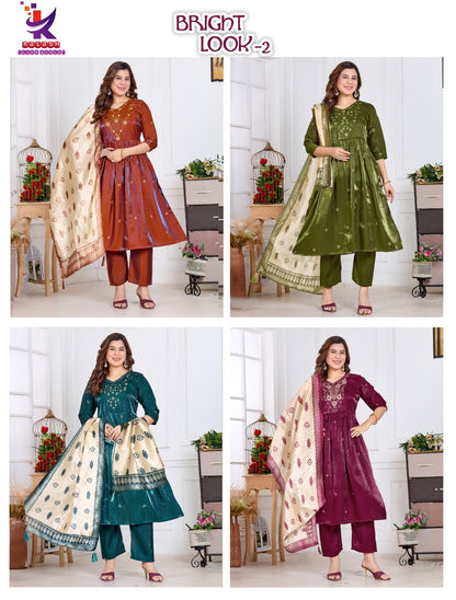 Bright Look 2 Mlm Kalash Lifestyle Roman Readymade Anarkali Suits Wholesaler India