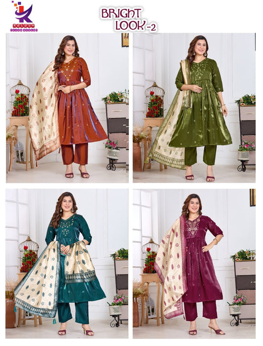 Bright Look 2 Mlm Kalash Lifestyle Roman Readymade Anarkali Suits Wholesaler India