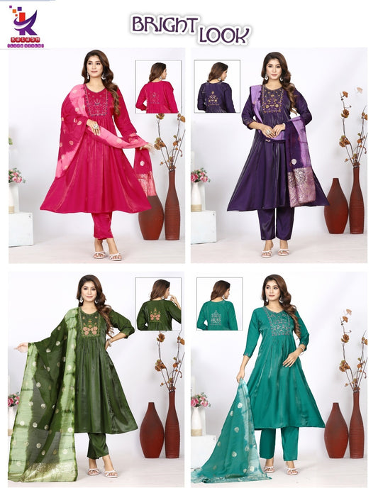 Bright Look Mlm Kalash Lifestyle Roman Readymade Anarkali Suits Supplier