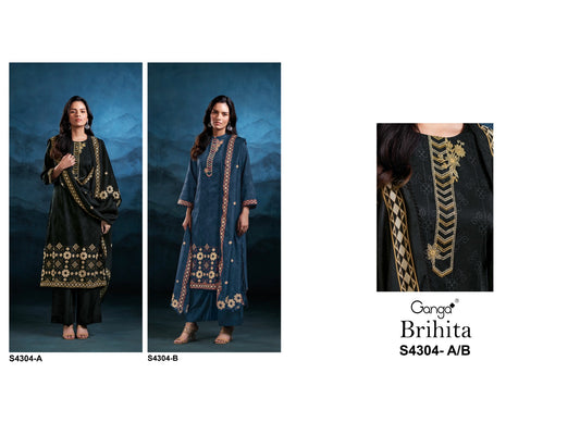 Brihita 4304 Ganga Cotton Satin Plazzo Style Suits Wholesaler