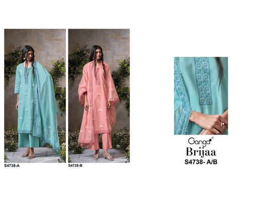 Brijaa 4738 Ganga Cotton Jacquard Pant Style Suits Supplier Ahmedabad