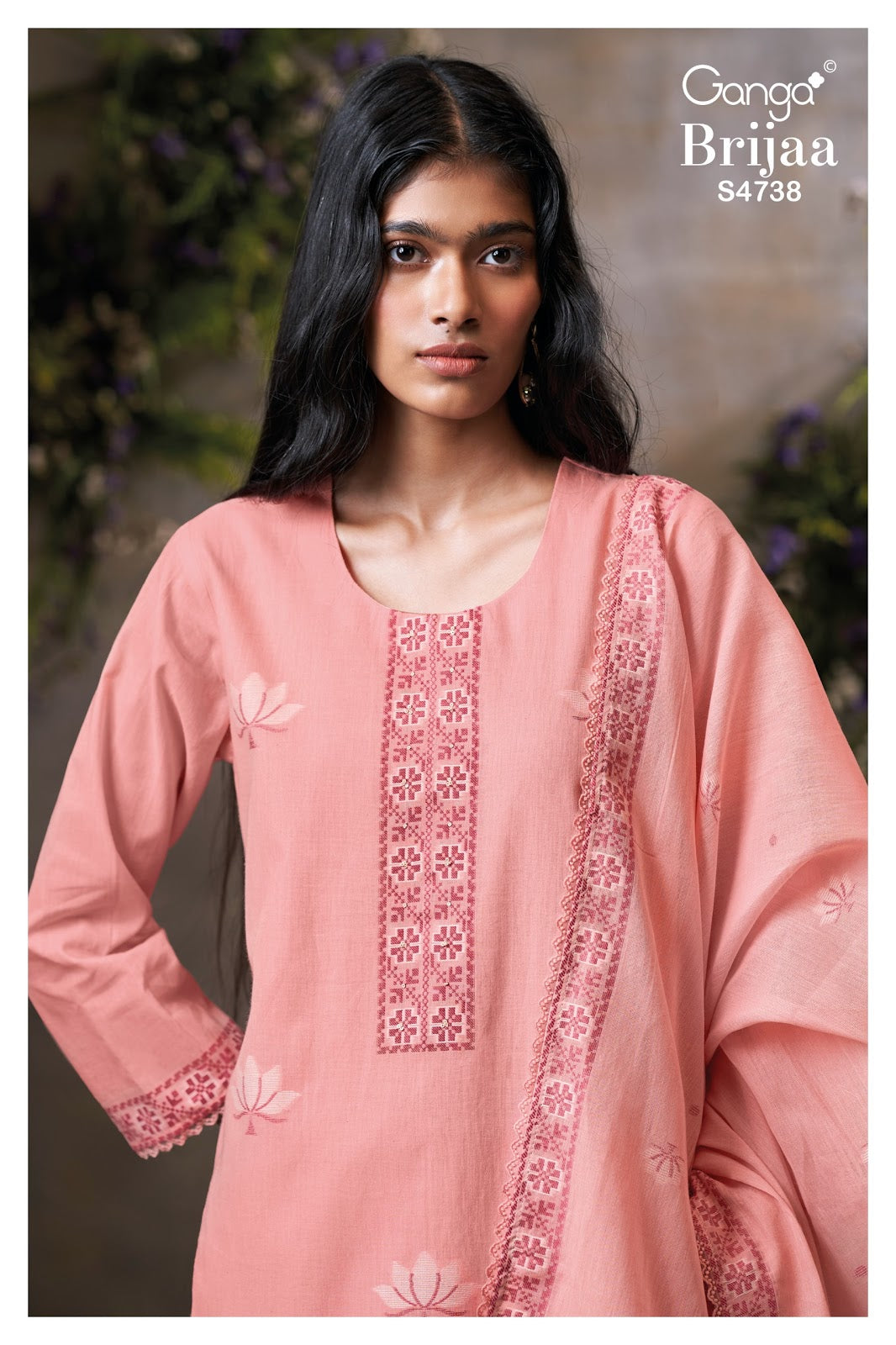 Brijaa 4738 Ganga Cotton Jacquard Pant Style Suits Supplier Ahmedabad
