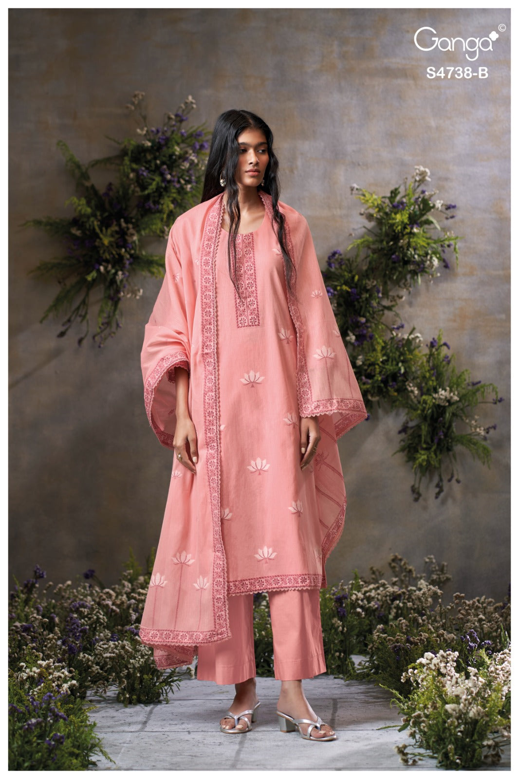 Brijaa 4738 Ganga Cotton Jacquard Pant Style Suits Supplier Ahmedabad