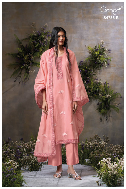 Brijaa 4738 Ganga Cotton Jacquard Pant Style Suits Supplier Ahmedabad