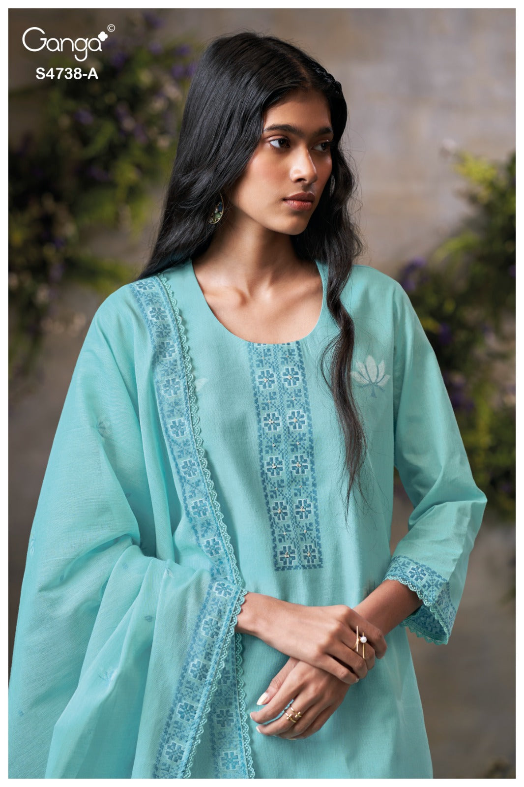 Brijaa 4738 Ganga Cotton Jacquard Pant Style Suits Supplier Ahmedabad