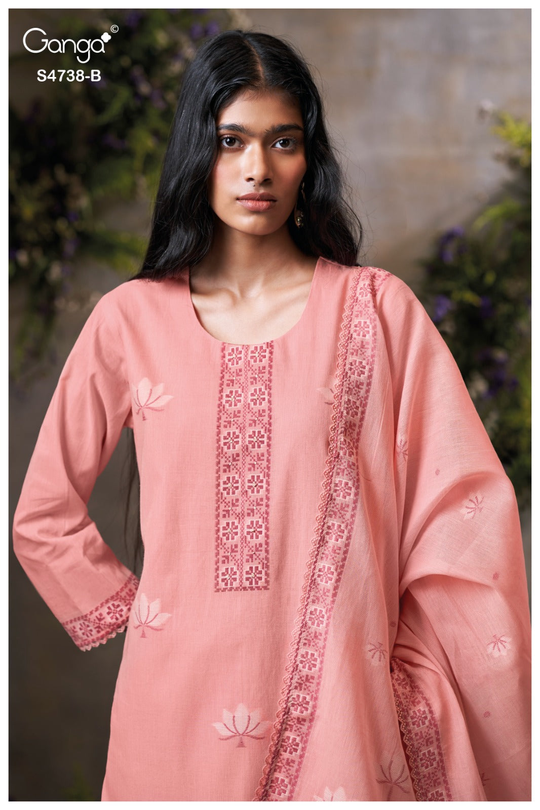 Brijaa 4738 Ganga Cotton Jacquard Pant Style Suits Supplier Ahmedabad