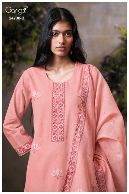 Brijaa 4738 Ganga Cotton Jacquard Pant Style Suits Supplier Ahmedabad