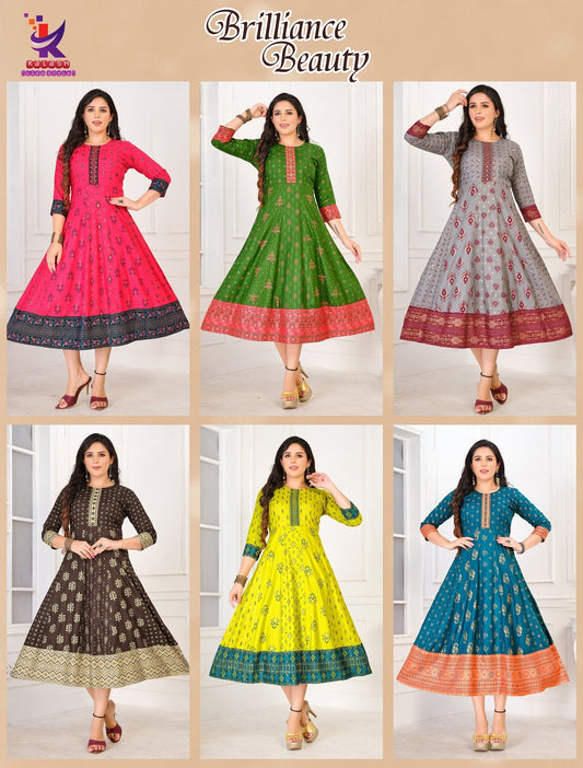 Brilliance Beauty Mlm Kalash Lifestyle Rayon 14Kg Anarkali Kurtis Manufacturer Gujarat
