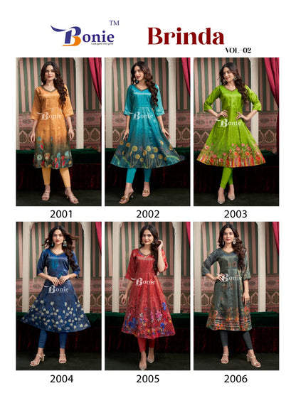 Brinda Vol 2 Bonie Jacquard Anarkali Kurtis Wholesaler