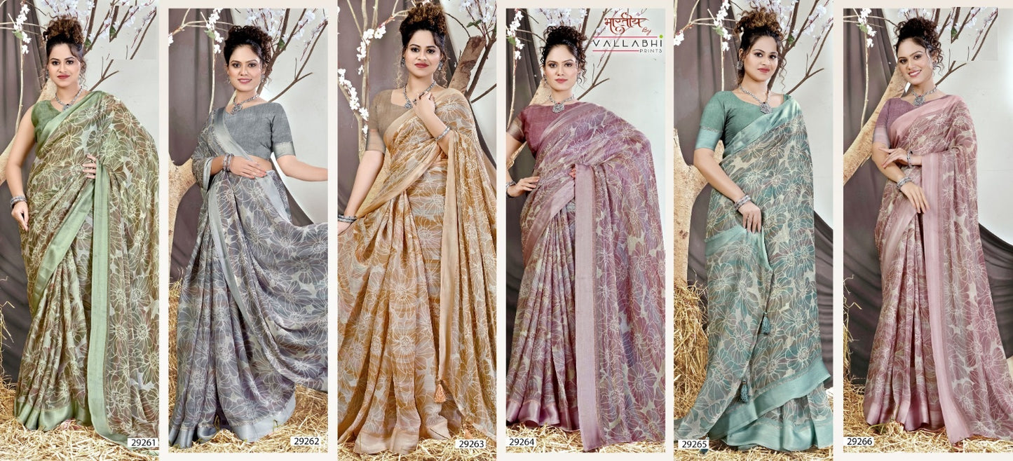 Brinda Vol 4 Vallabhi Prints Chiffon Sarees Supplier Ahmedabad
