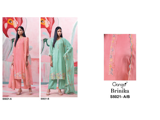 Brinika S5021 Ganga Bemberg Silk Plazzo Style Suits Manufacturer India