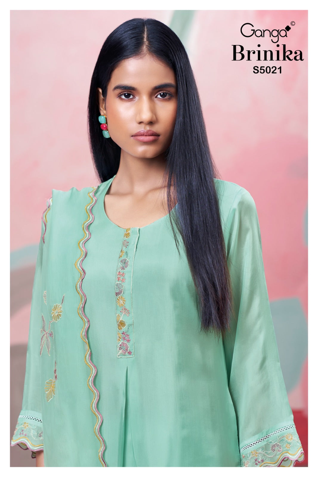 Brinika S5021 Ganga Bemberg Silk Plazzo Style Suits Manufacturer India