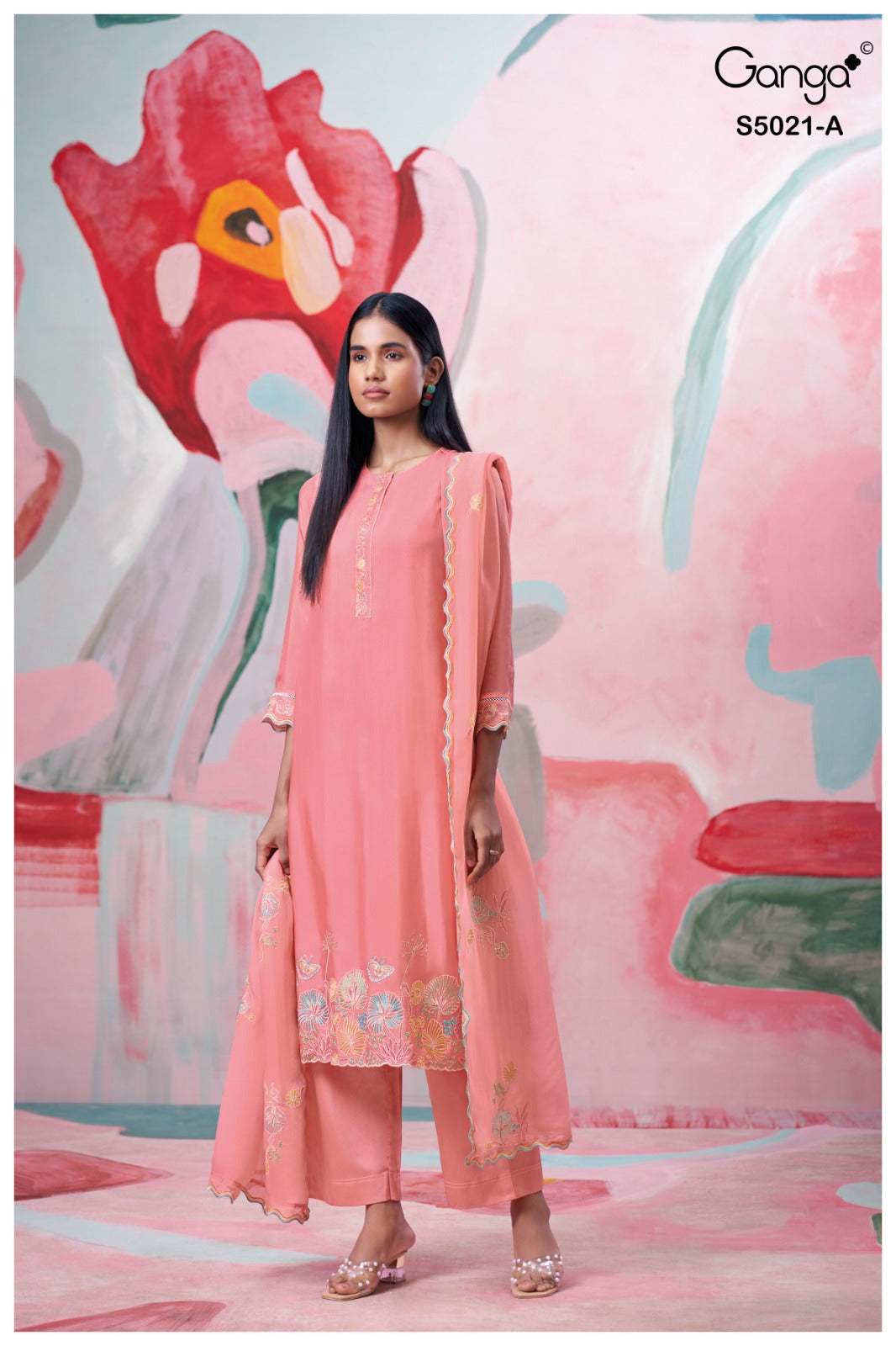 Brinika S5021 Ganga Bemberg Silk Plazzo Style Suits Manufacturer India