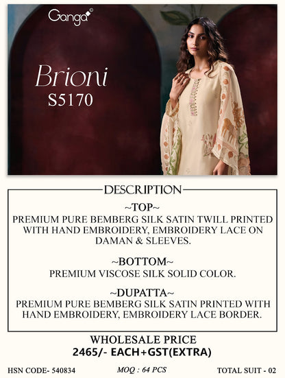 Brioni S5170 Ganga Bemberg Silk Plazzo Style Suits Wholesale