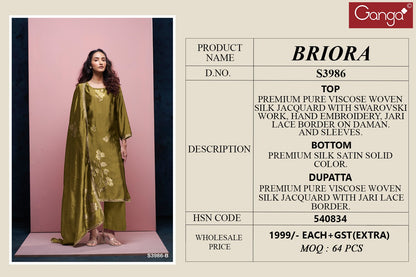 Briora 3986 Ganga Premium Viscose Plazzo Style Suits Manufacturer India