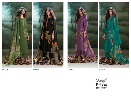 Brissa S3186 Ganga Cotton Satin Plazzo Style Suits Manufacturer Ahmedabad