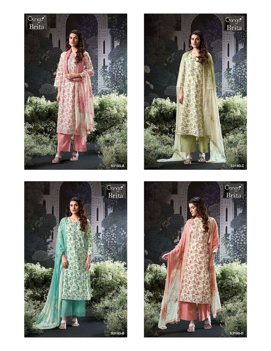Brita 3180 Ganga Cotton Plazzo Style Suits Wholesale Price