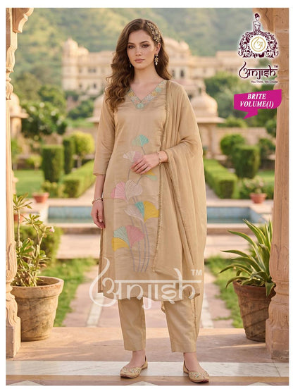 Brite Vol 1 Anjish Chanderi Readymade Pant Style Suits Wholesaler Ahmedabad