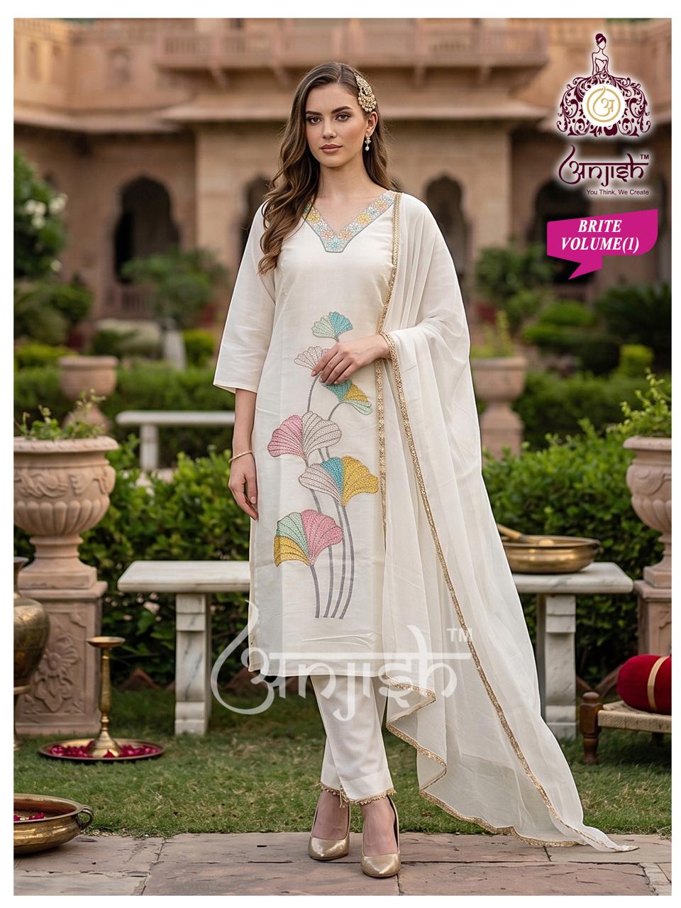 Brite Vol 1 Anjish Chanderi Readymade Pant Style Suits Wholesaler Ahmedabad