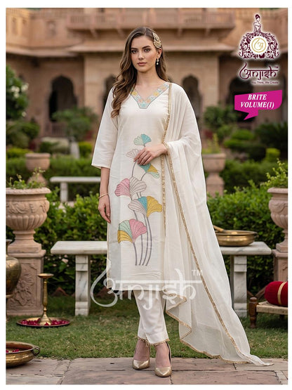 Brite Vol 1 Anjish Chanderi Readymade Pant Style Suits Wholesaler Ahmedabad