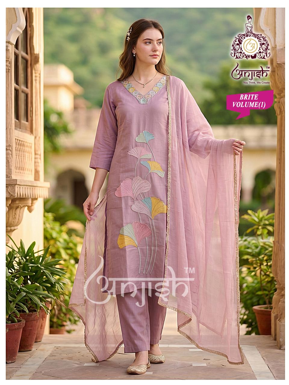 Brite Vol 1 Anjish Chanderi Readymade Pant Style Suits Wholesaler Ahmedabad