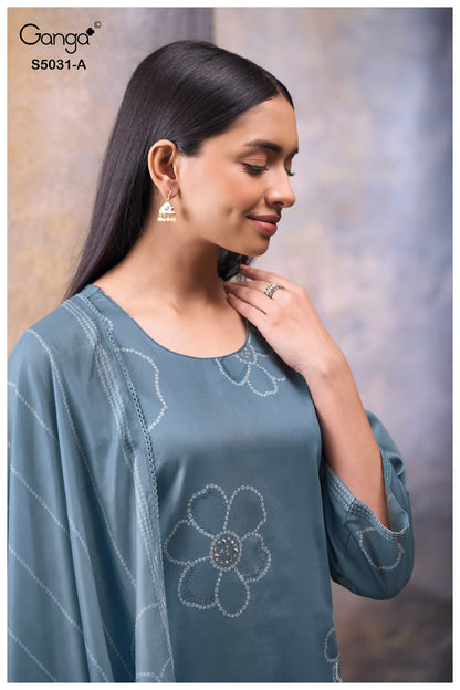 Brivaa S5031 Ganga Cotton Satin Plazzo Style Suits Wholesaler Ahmedabad
