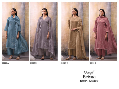 Brivaa S5031 Ganga Cotton Satin Plazzo Style Suits Wholesaler Ahmedabad