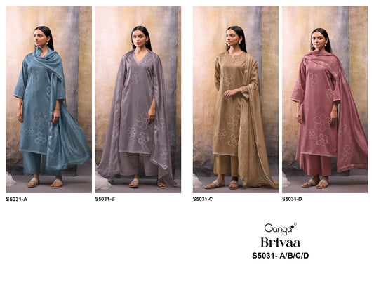Brivaa S5031 Ganga Cotton Satin Plazzo Style Suits Wholesaler Ahmedabad