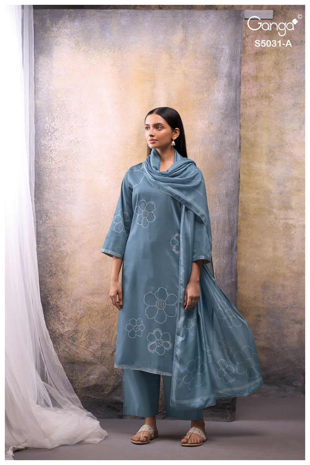 Brivaa S5031 Ganga Cotton Satin Plazzo Style Suits Wholesaler Ahmedabad