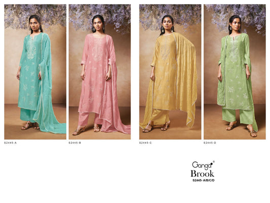 Brook 2445 Ganga Bembarg Silk Plazzo Style Suits Supplier