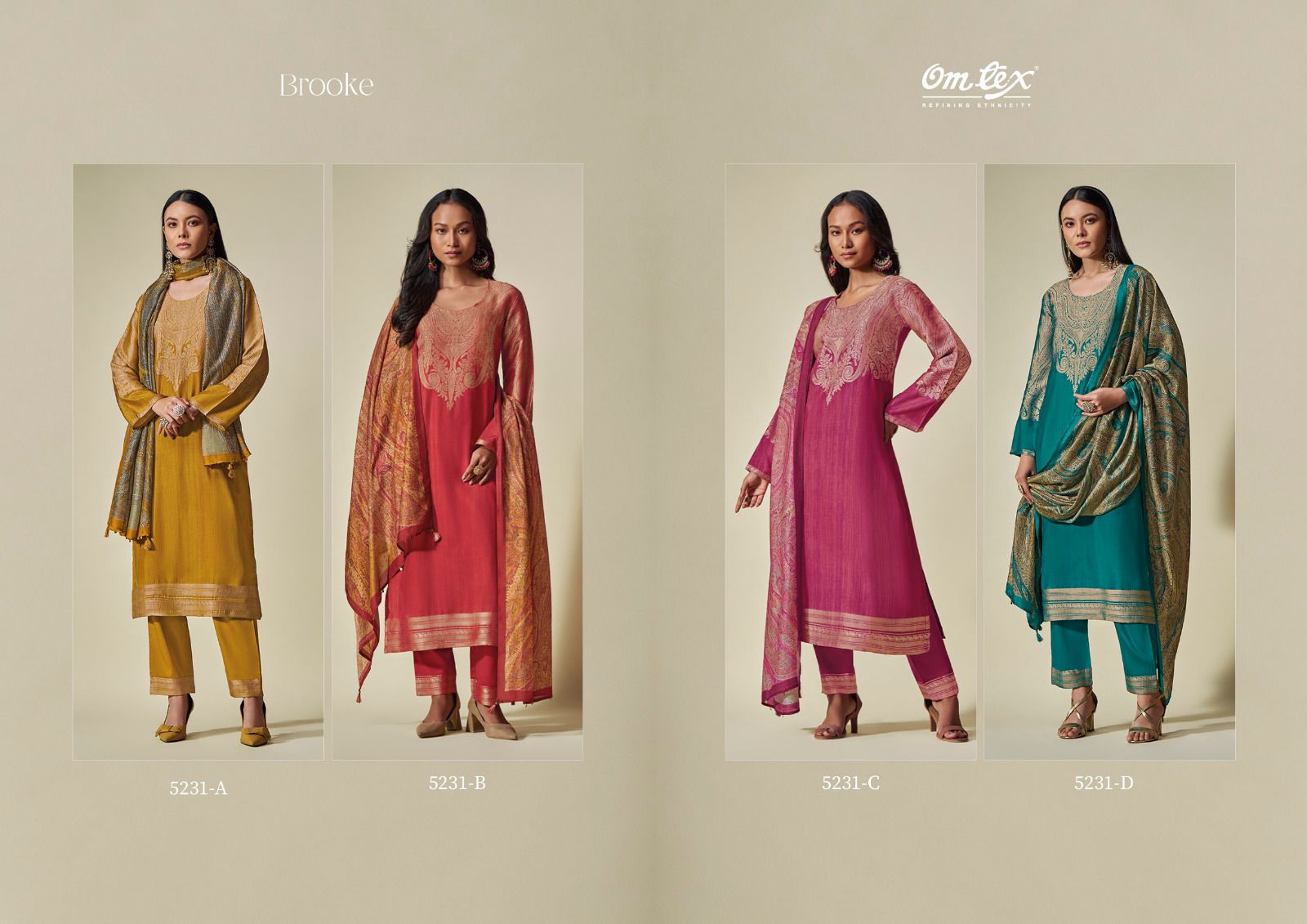Brooke Omtex Muslin Jacquard Pant Style Suits Wholesale Rate