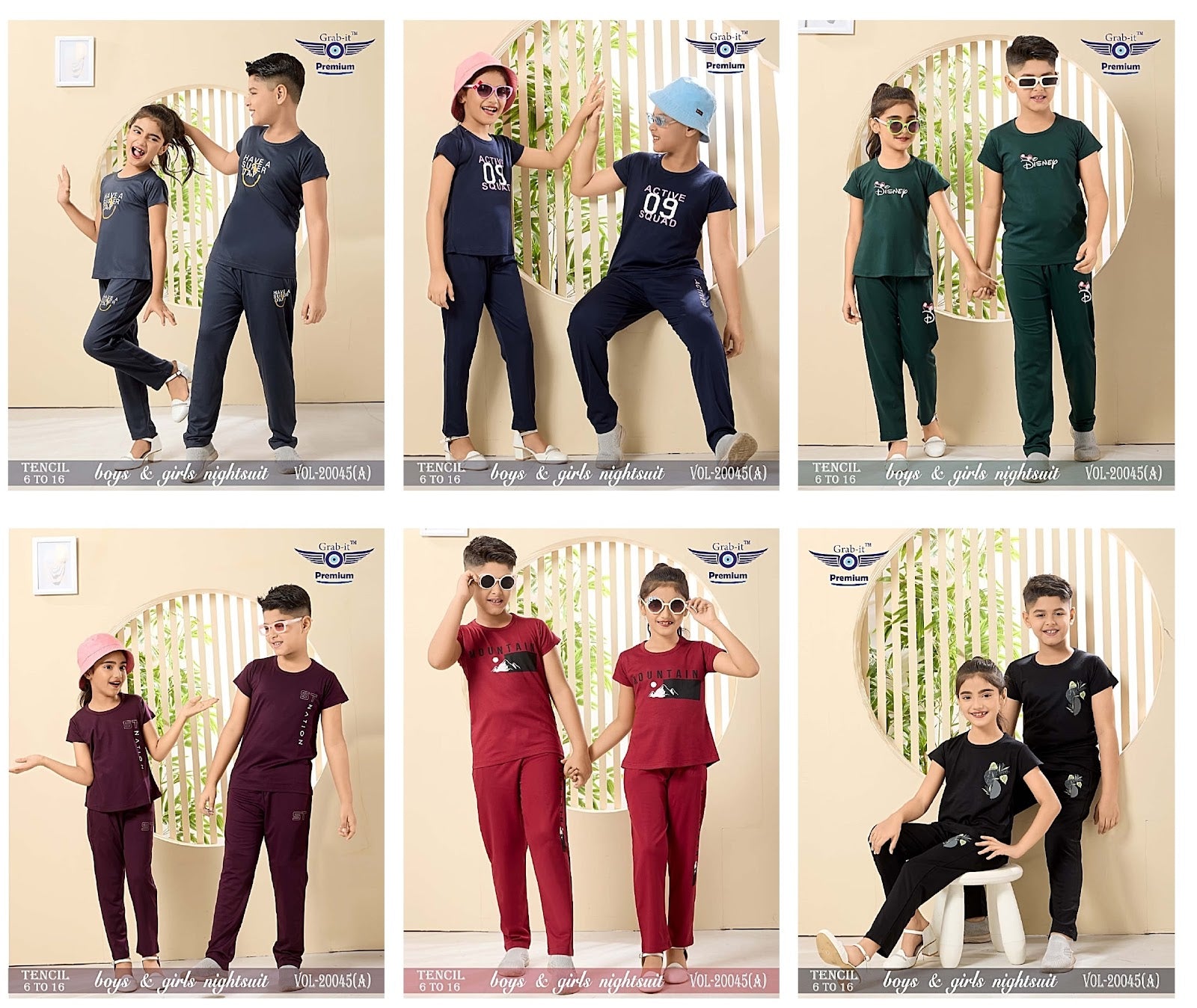 Brother Sister Matching Vol 20045 A Grab It Tencil Girls Night Suits Supplier