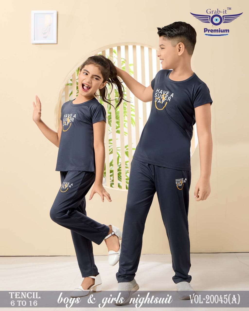 Brother Sister Matching Vol 20045 A Grab It Tencil Girls Night Suits Supplier