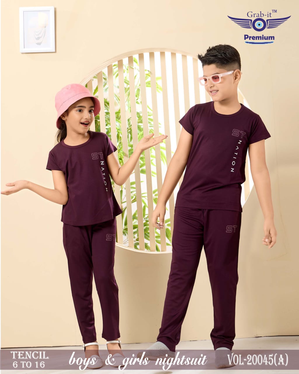 Brother Sister Matching Vol 20045 A Grab It Tencil Girls Night Suits Supplier