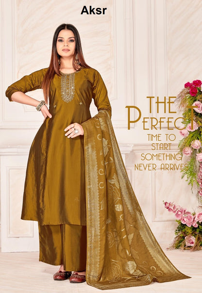 Brownish-Gold Aksr Readymade Plazzo Style Suits Exporter India