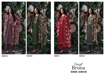Bruna 4054 Ganga Cotton Satin Plazzo Style Suits Exporter Ahmedabad