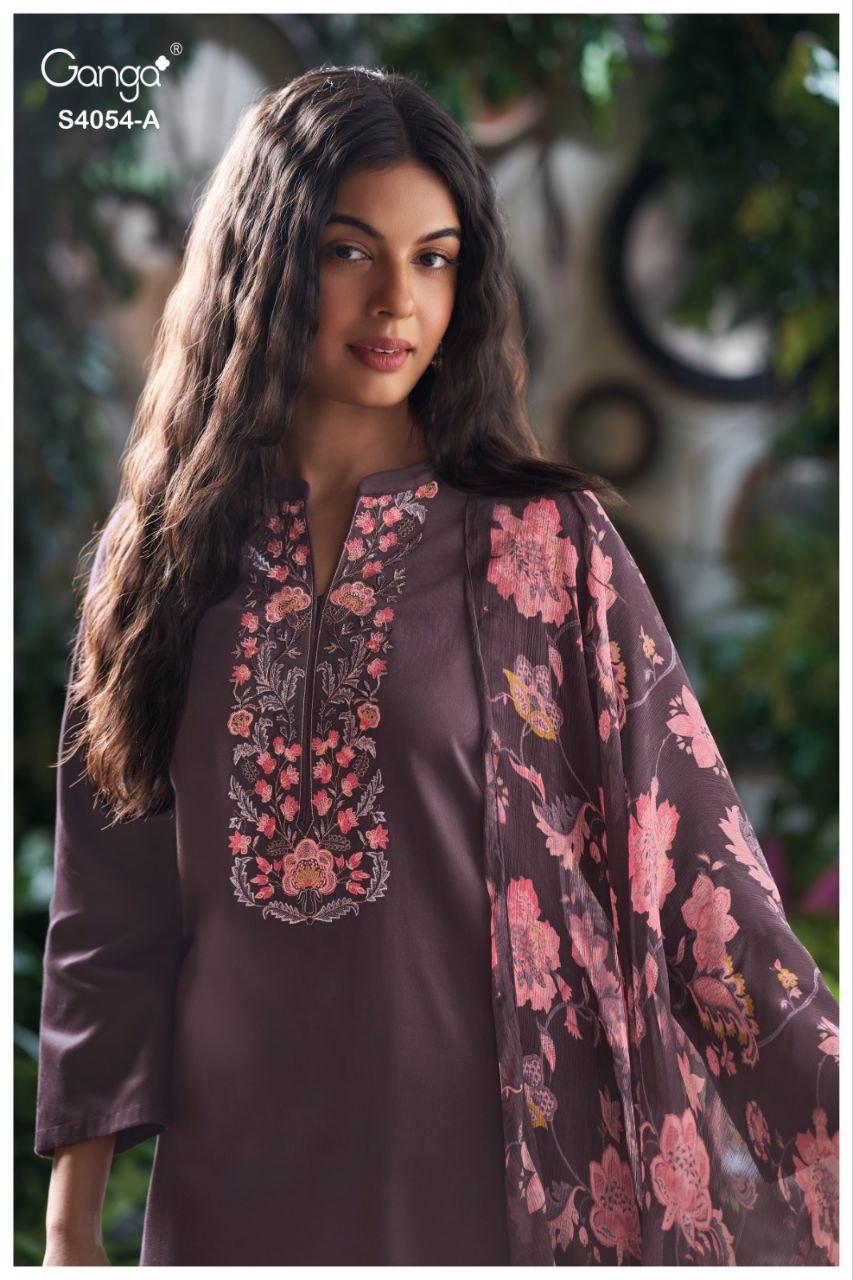 Bruna 4054 Ganga Cotton Satin Plazzo Style Suits Exporter Ahmedabad