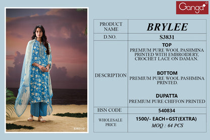 Brylee 3831 Ganga Pashmina Suits Exporter Ahmedabad